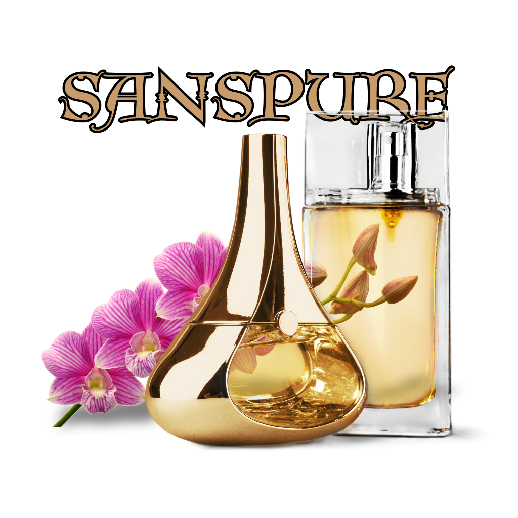 Luxury SANSPURE Logo with Perfume Bottle Icon